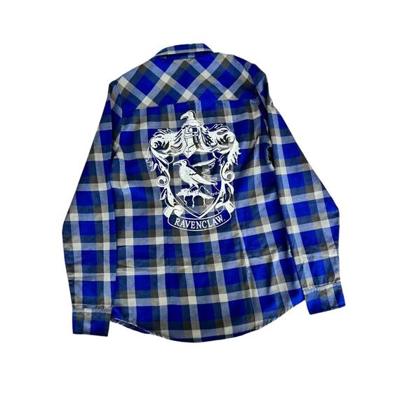 Official Harry Potter Ravenclaw Plaid Flannel Button-Down Shirt-NWT - Picture 11 of 11